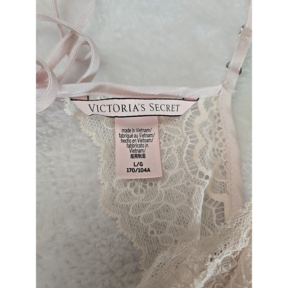 Victorias Secret 2022 Babydoll Satin Lace Chemise Slip Dress Womans Sz Lg Pink - Picture 11 of 12